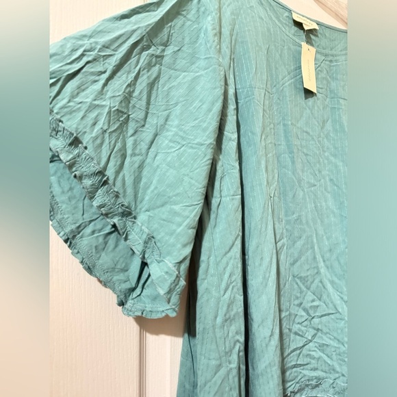 Aveology Seafoam Tunic 100% Viscose Teal Blouse - Picture 2 of 5